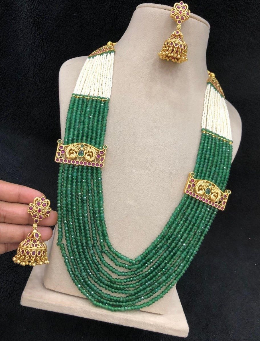 Emerald Agate Beads Kemp Stone Long Haram Set